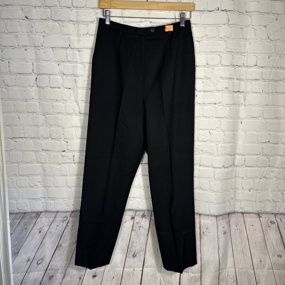 Pendleton Pants Womens 10 Black Dress Virgin Wool USA Classic Vintage Pleated